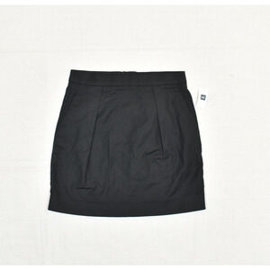 NEW Gap Women's Straight Skirt Pleated Zip Solid Cotton Black Size 2